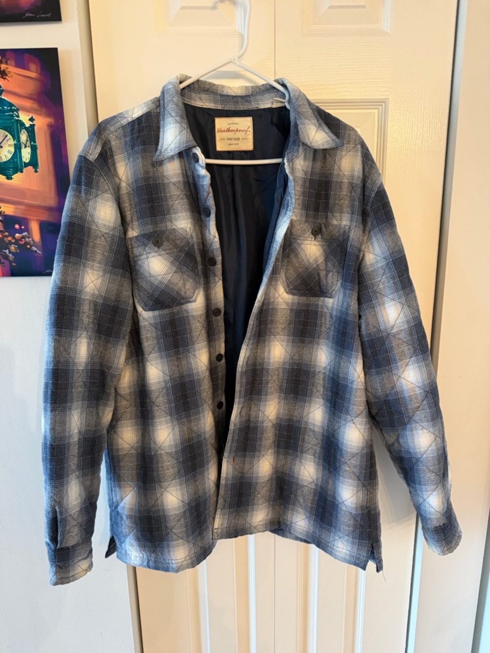 Ina Blue and White Plaid Lightweight Shirt Jacket